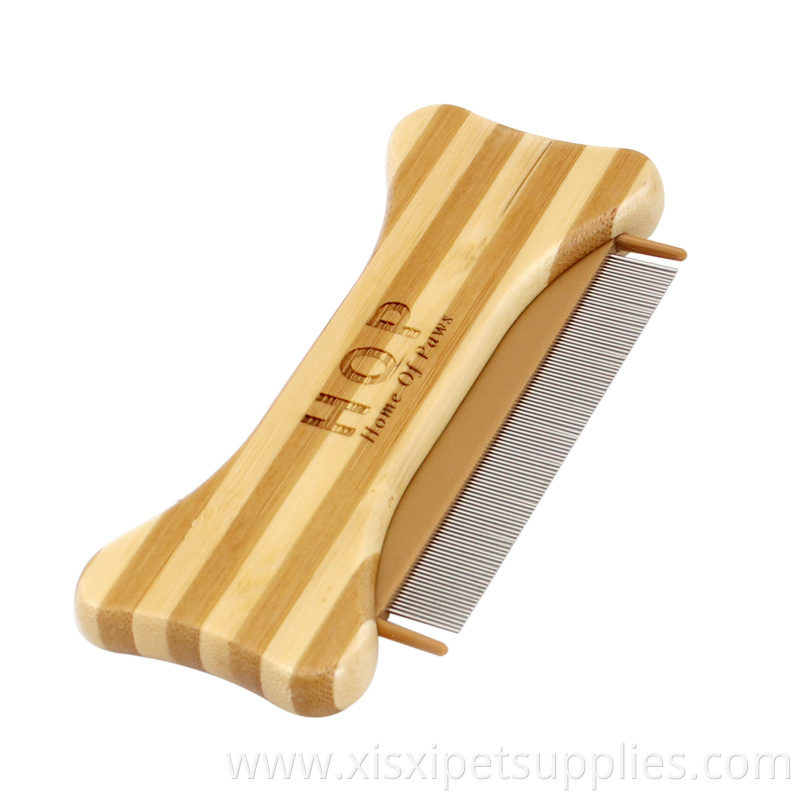 Factory Wholesale LOW MOQ Bone Shape Bamboo Wood Pet Cat Dog Flea Comb